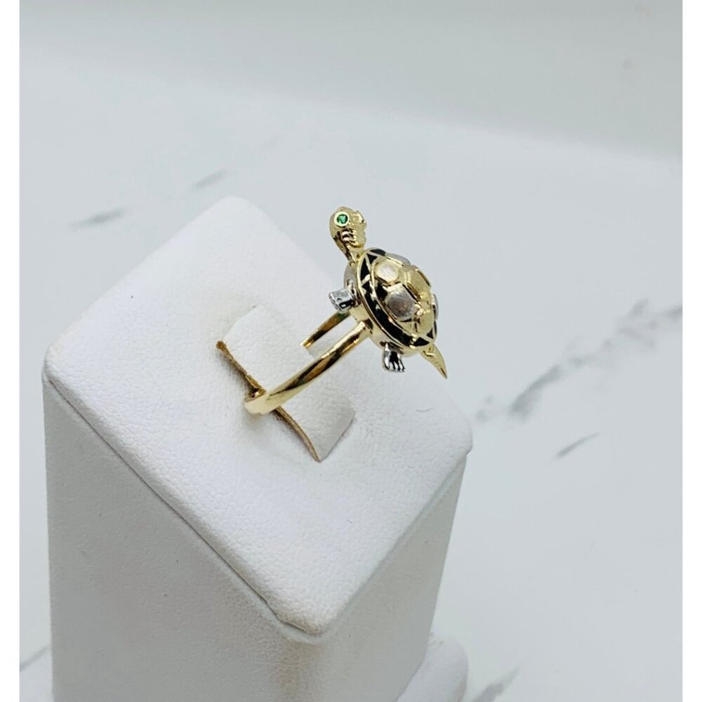 10k Solid Gold Ring Turtle Size 7.5 - image 2